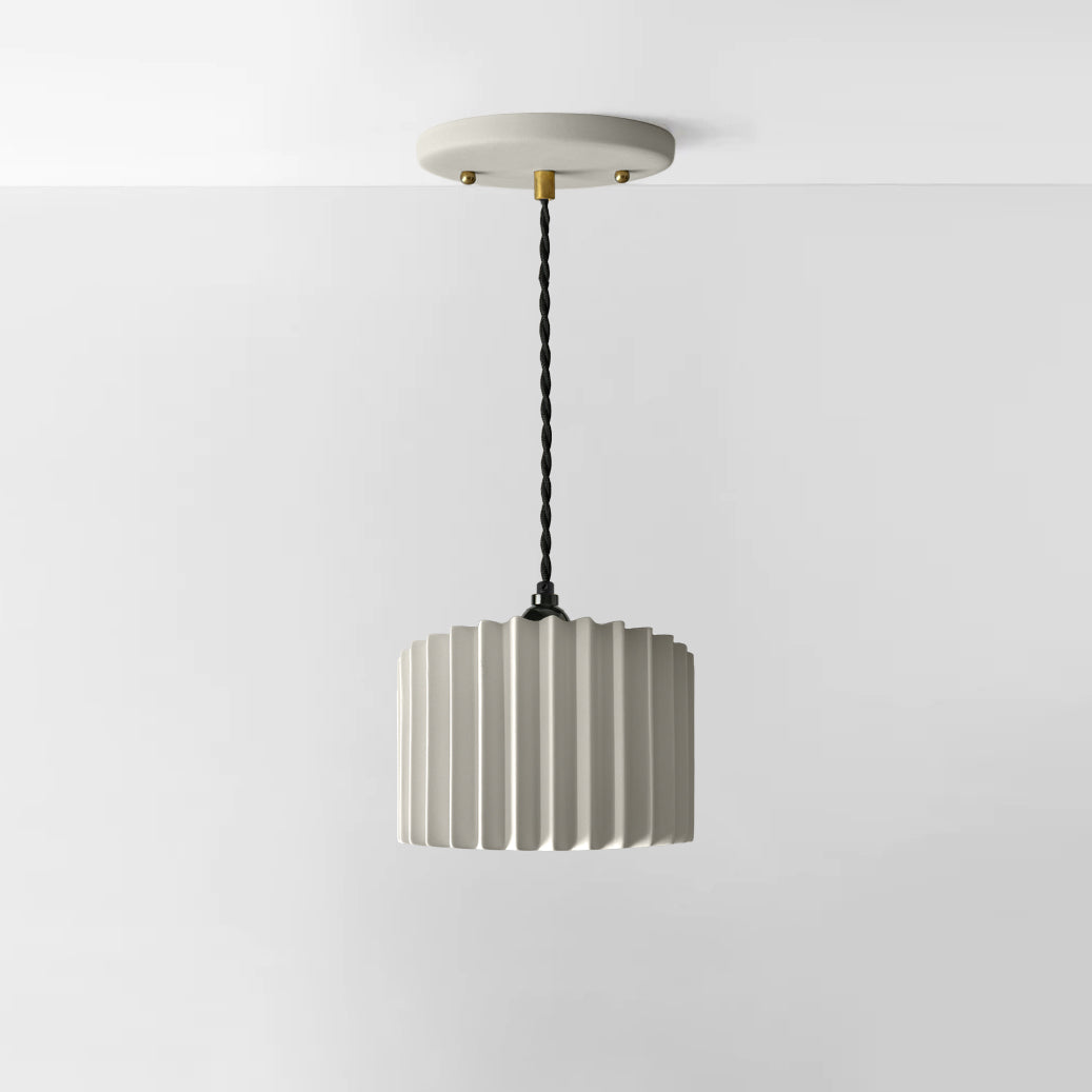 Syracuse Pendant Light | Large Pleated Hanging Fixture | Bone White