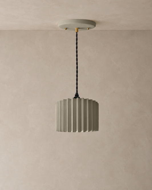 Syracuse Pendant Light | Large Pleated Hanging Fixture | Dune Natural