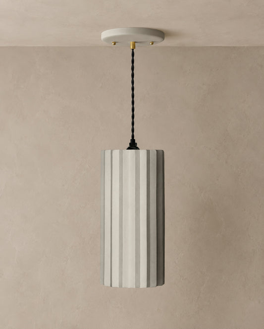 Syracuse Pendant Light | XL Pleated Hanging Fixture | Bone White