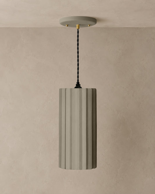 Syracuse Pendant Light | XL Pleated Hanging Fixture | Dune Natural
