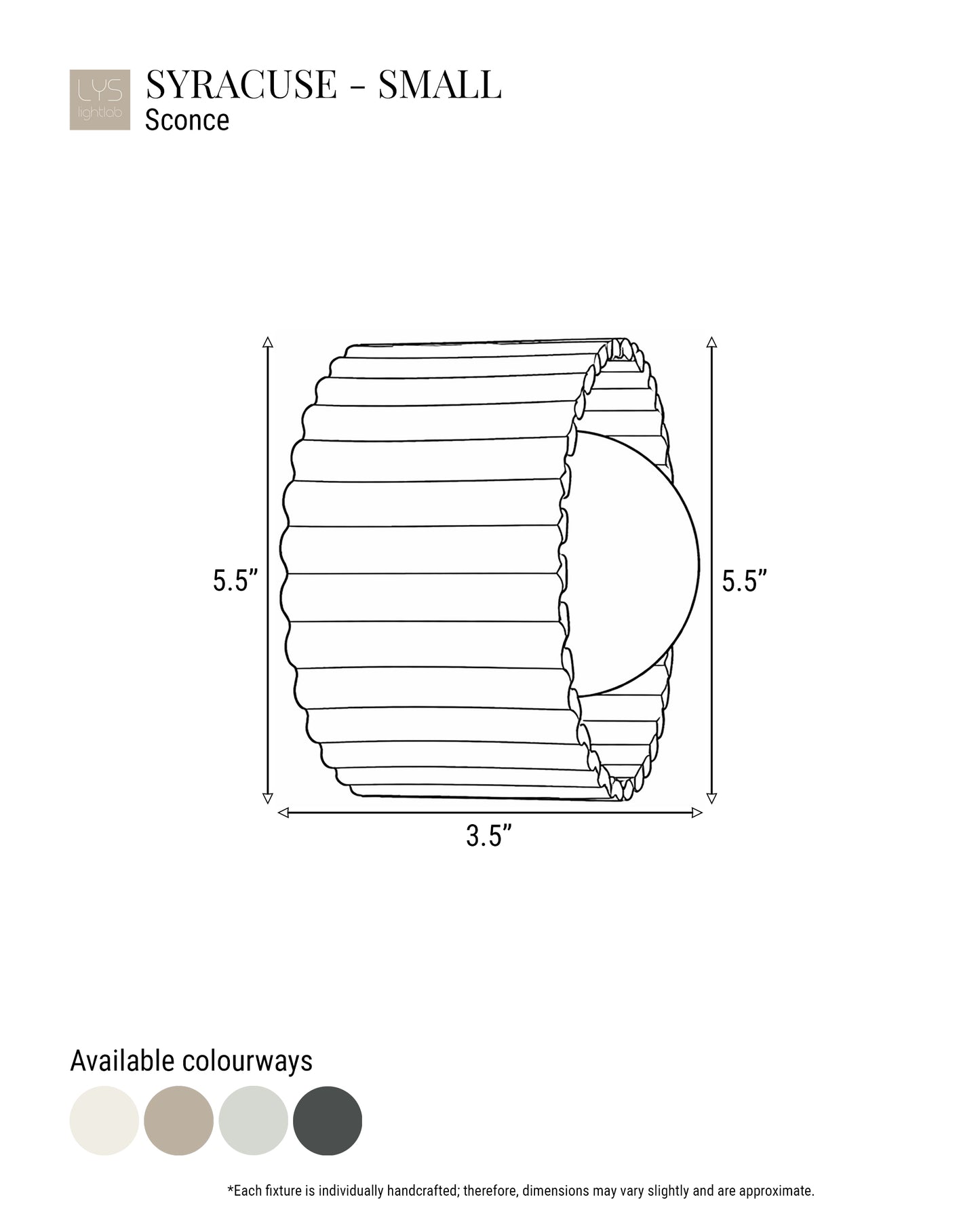 Syracuse Wall Sconce | Small Pleated Light Fixture | Shadow Charcoal Gray