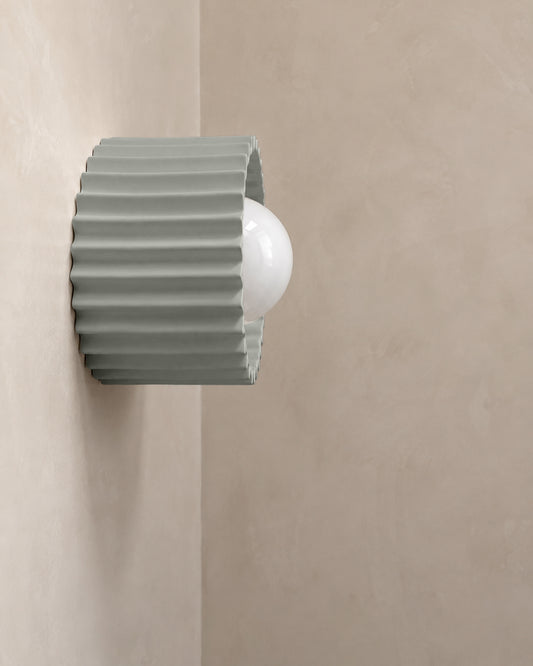 Syracuse Wall Sconce | Small Pleated Light Fixture | Fog Gray