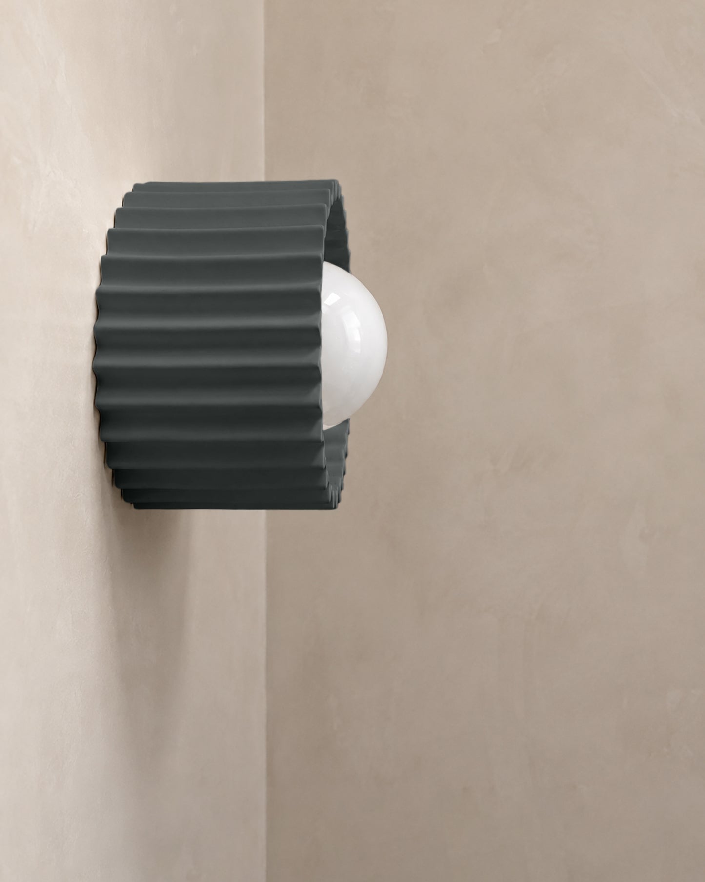 Syracuse Wall Sconce | Small Pleated Light Fixture | Shadow Charcoal Gray
