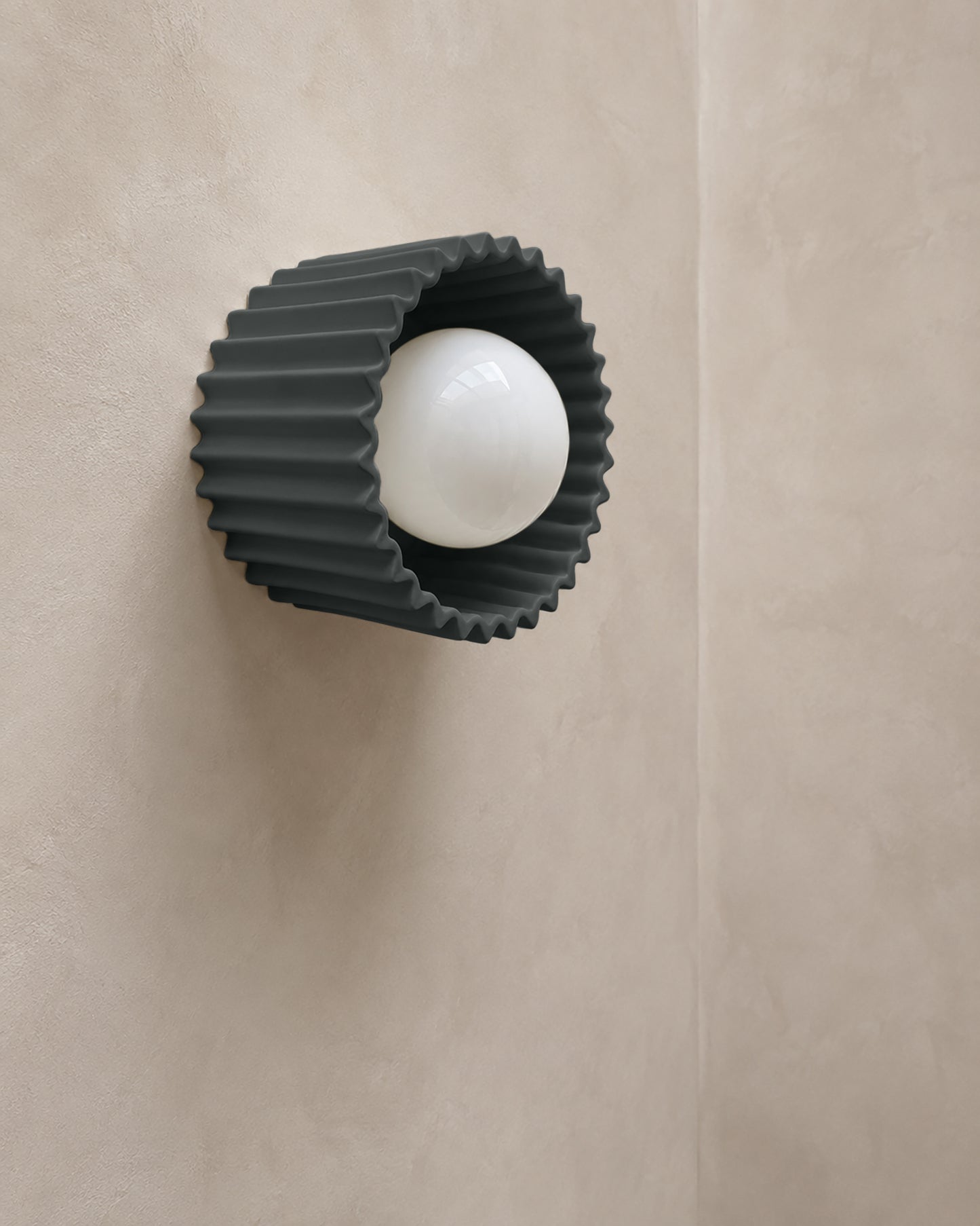 Syracuse Wall Sconce | Small Pleated Light Fixture | Shadow Charcoal Gray