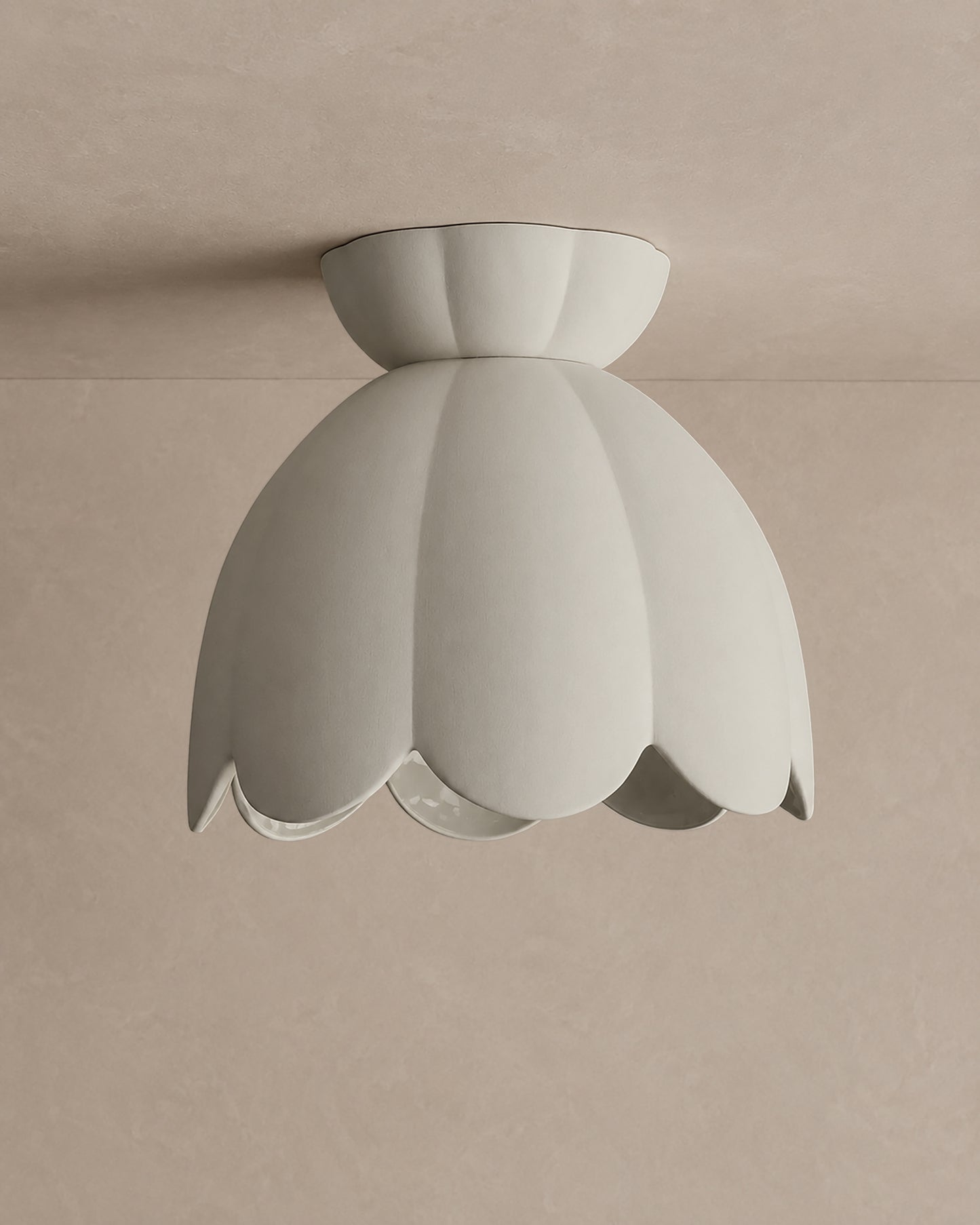 Vallea Flush Mount Light | Large Floral Ceiling Fixture | Bone White