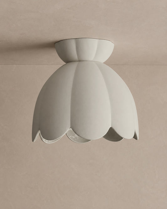 Vallea Flush Mount Light | Large Floral Ceiling Fixture | Bone White