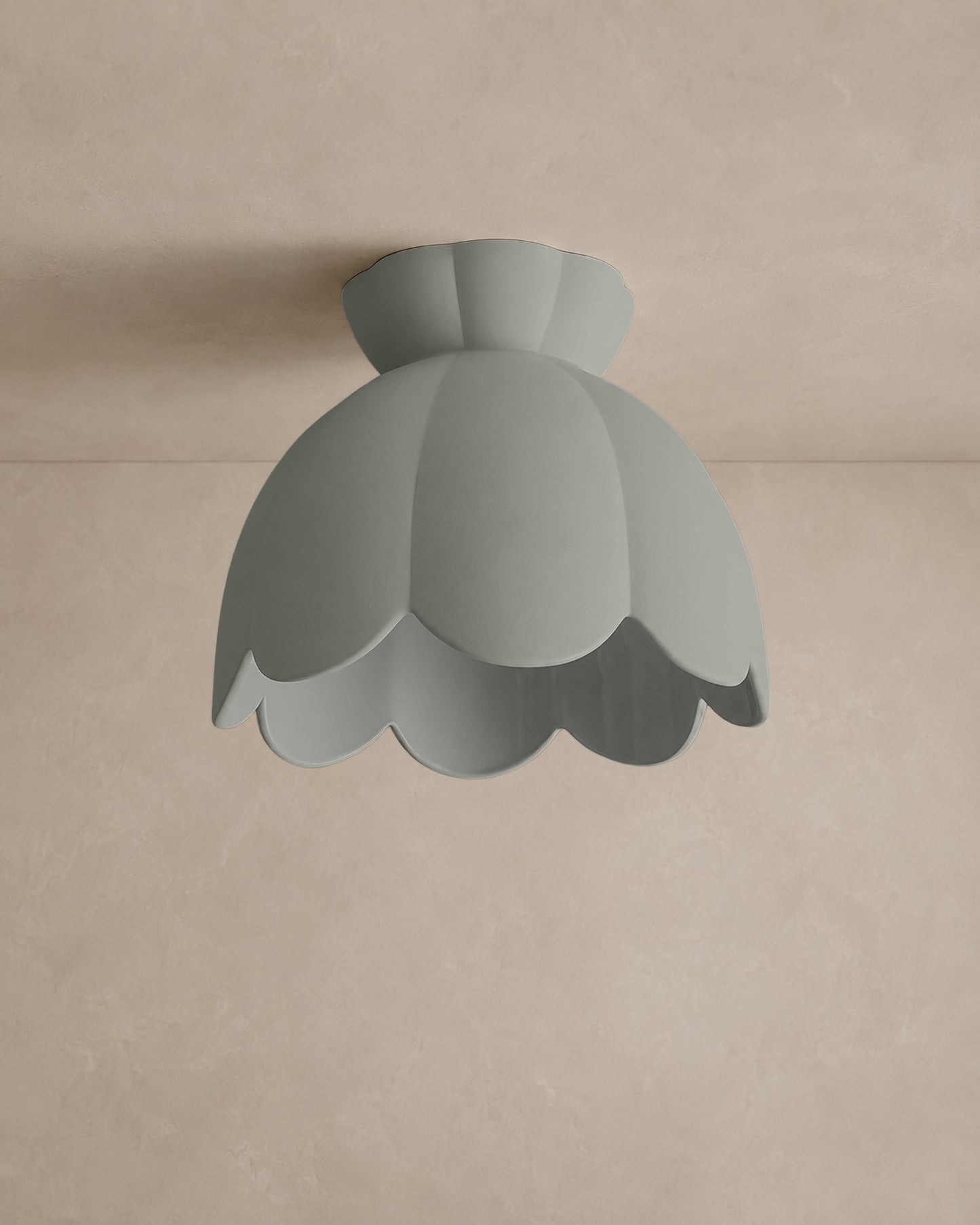Vallea Flush Mount Light | Large Floral Ceiling Fixture | Fog Gray