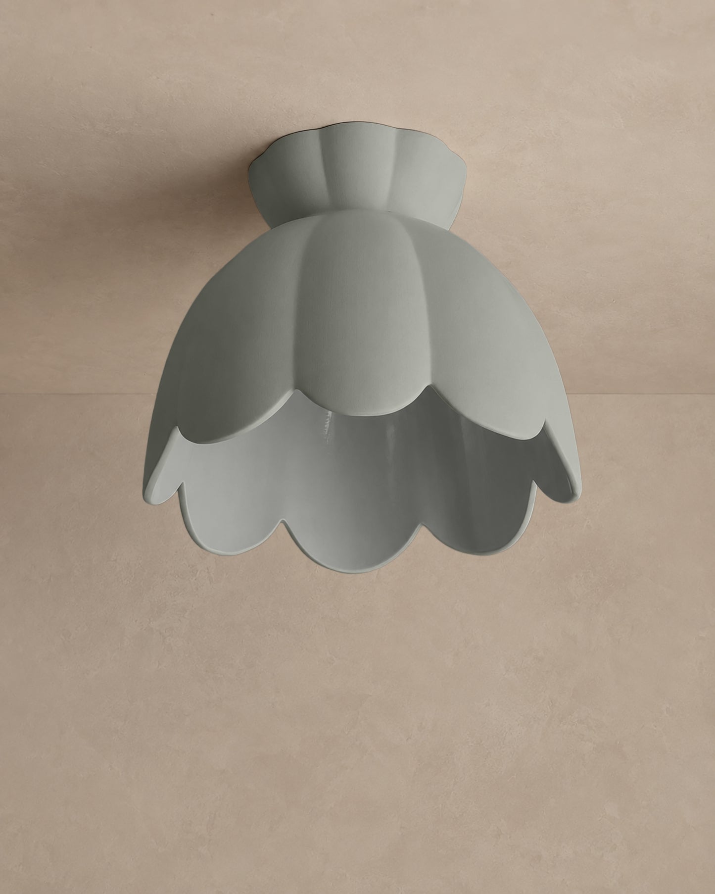 Vallea Flush Mount Light | Large Floral Ceiling Fixture | Fog Gray