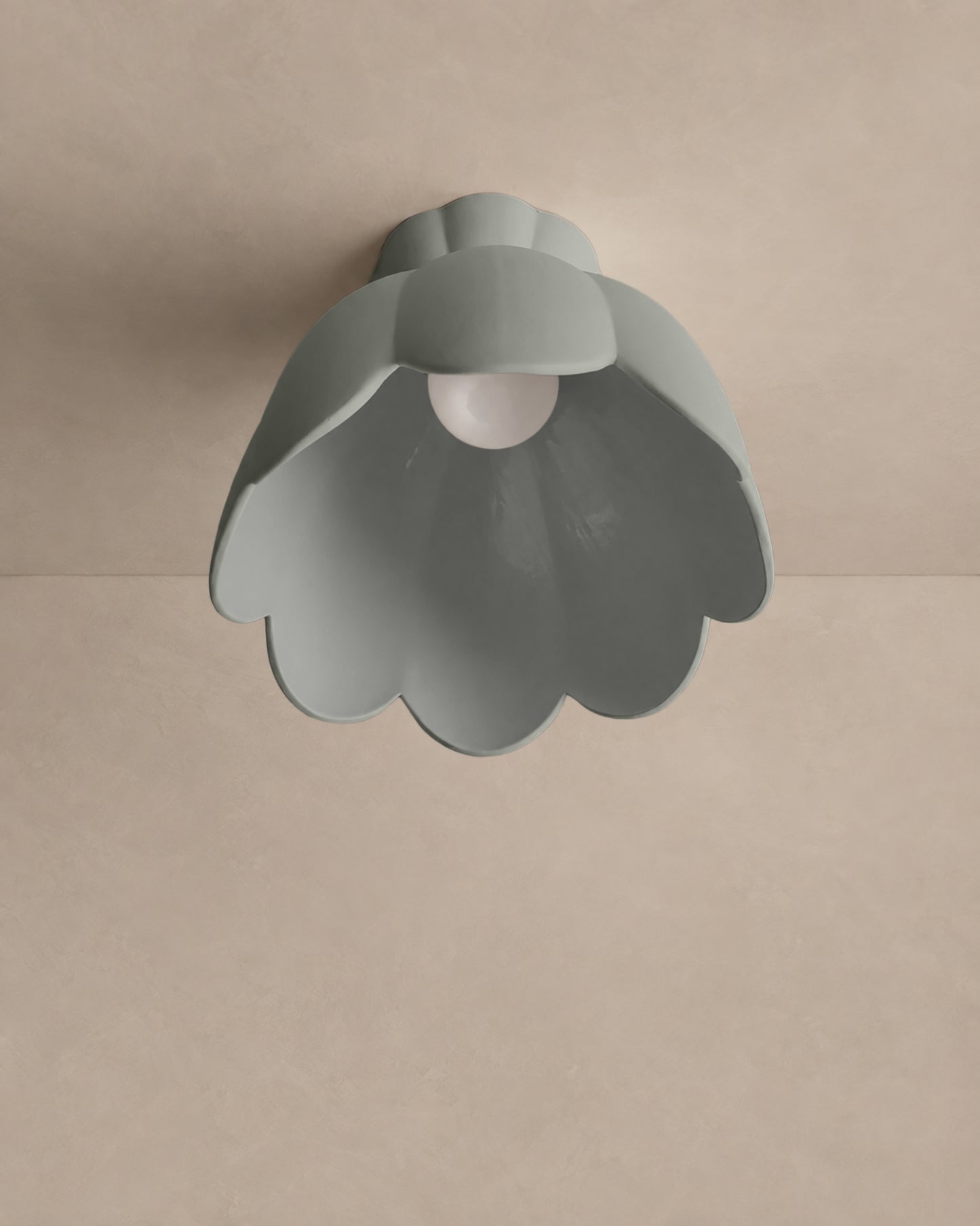 Vallea Flush Mount Light | Large Floral Ceiling Fixture | Fog Gray