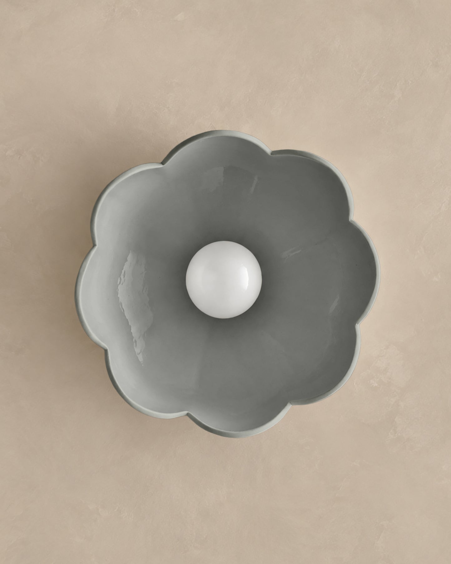 Vallea Flush Mount Light | Large Floral Ceiling Fixture | Fog Gray