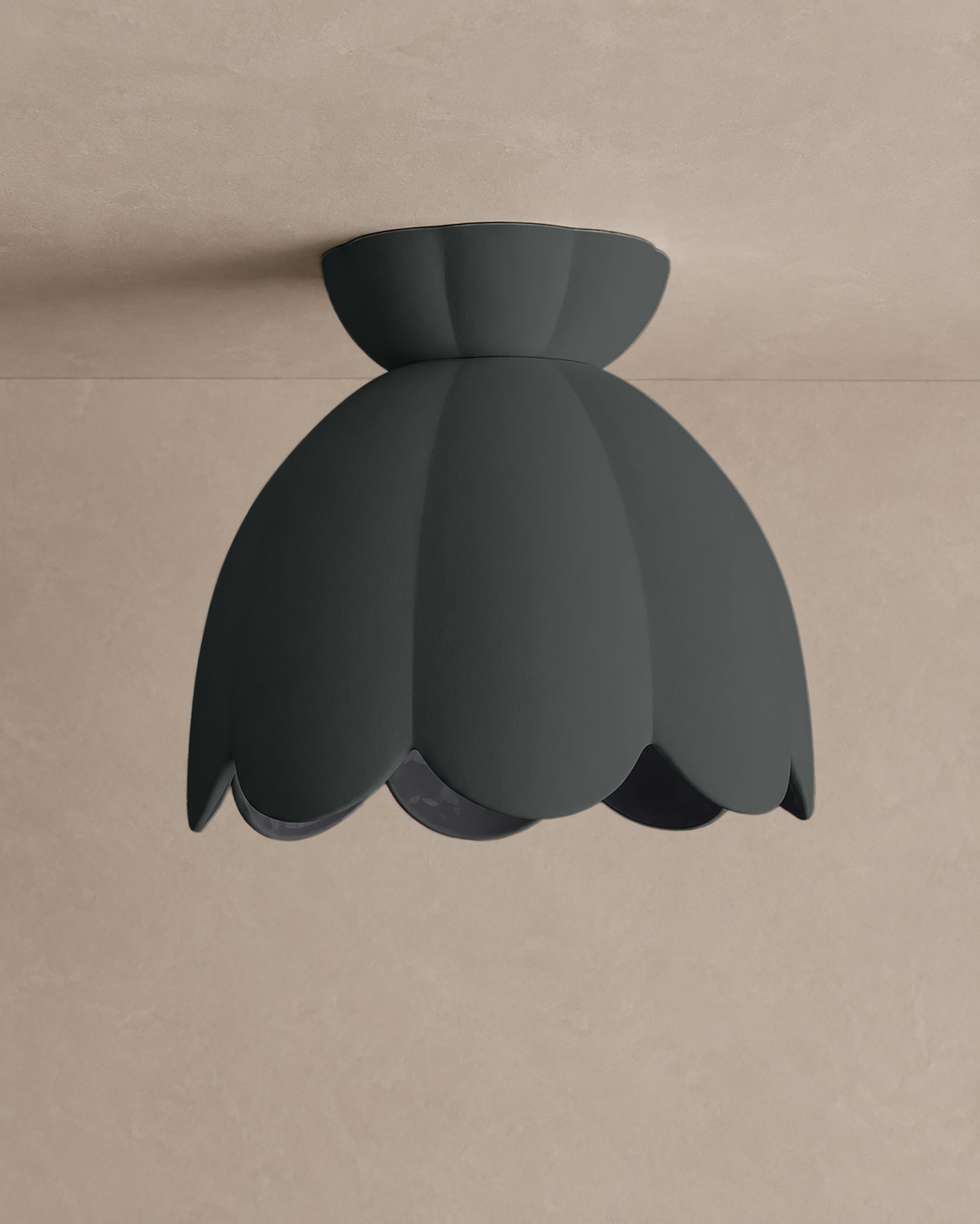 Vallea Flush Mount Light | Large Floral Ceiling Fixture | Shadow Charcoal Gray