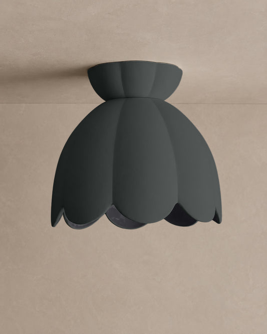 Vallea Flush Mount Light | Large Floral Ceiling Fixture | Shadow Charcoal Gray