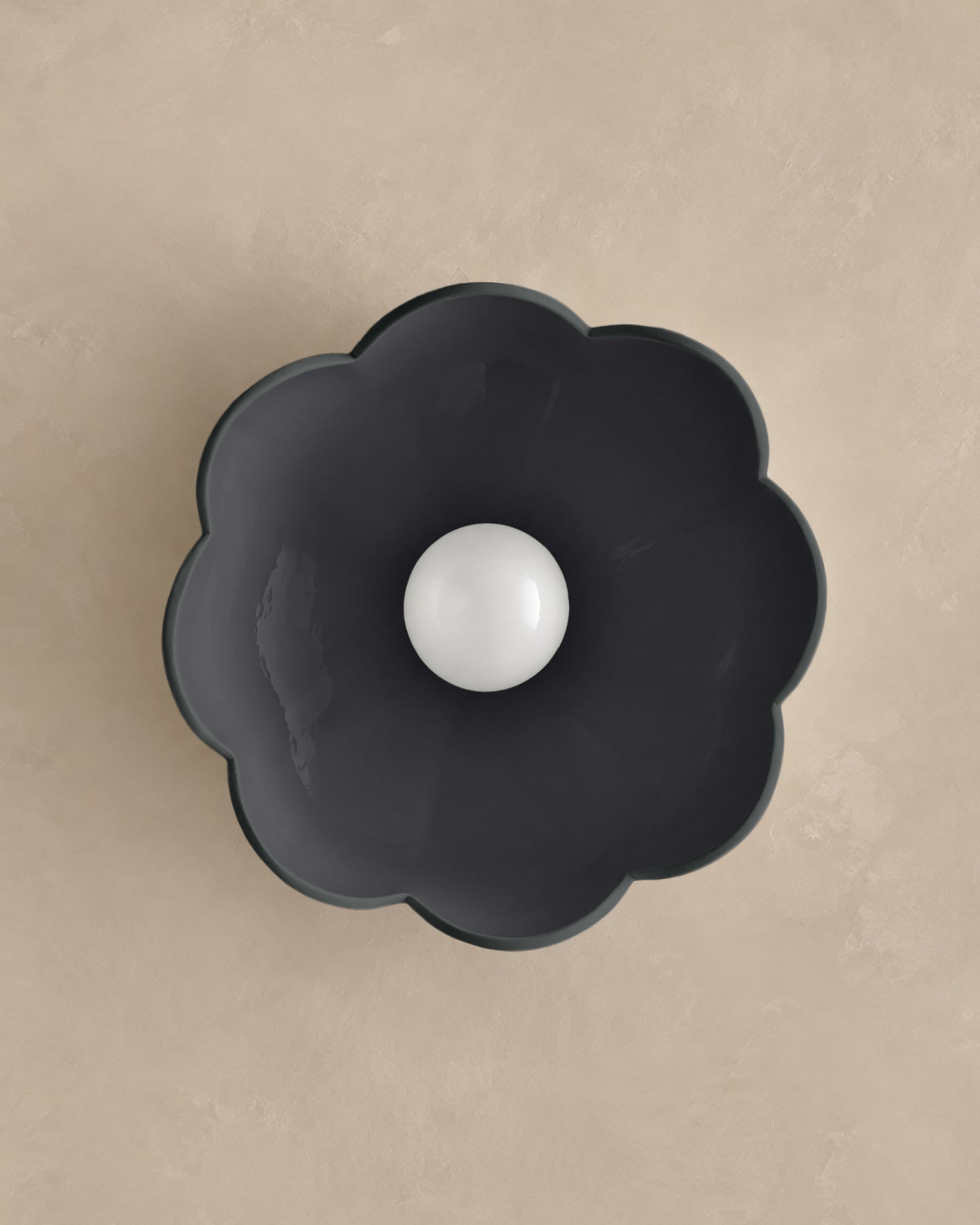 Vallea Flush Mount Light | Large Floral Ceiling Fixture | Shadow Charcoal Gray