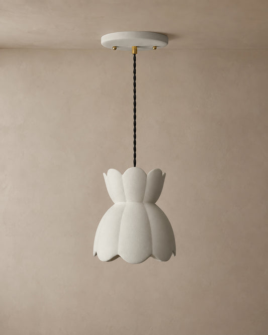 Vallea Pendant Light | Small Floral Hanging Fixture | Bone White