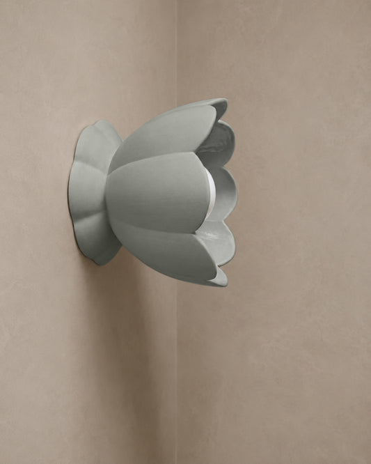 Vallea Wall Sconce | Small Floral Light Fixture | Fog Gray