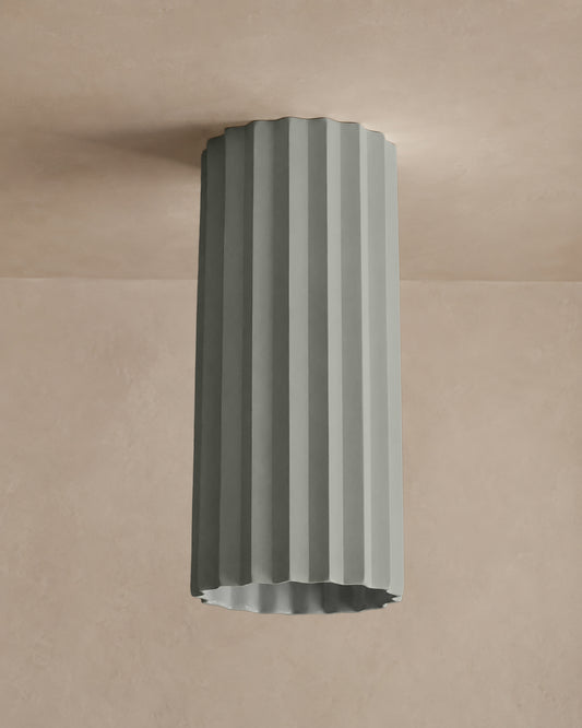 Syracuse Flush Mount Light | XL Pleated Ceiling Fixture | Fog Gray