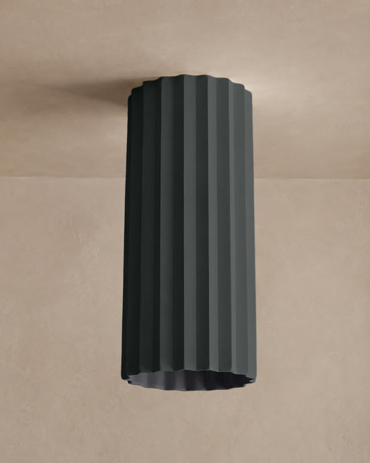Syracuse Flush Mount Light | XL Pleated Ceiling Fixture | Shadow Charcoal Gray