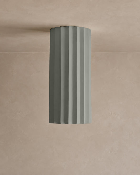 Syracuse Flush Mount Light | XL Pleated Ceiling Fixture | Fog Gray